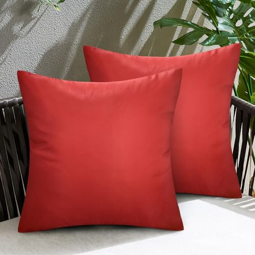 BonBotimen Kissenbezüge wasserdichte Outdoor Dekokissen Weiche Kissenhüllen Wetterfeste Sofakissen für Garten, Balkon und Wohnzimmer, 40x40 cm Rot 2er Set