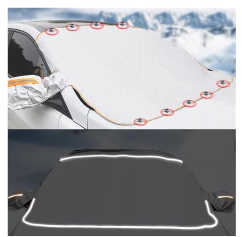 Frontscheibenabdeckung 7-lagige Verdickte Auto-Schneedecke, Extra Großer Auto-Windschutzscheiben-Haubenschutz, Magnetischer Sonnenschutz, Auto-Frontscheibenabdeckungen Sonnenschutz Frontscheiben(Magne