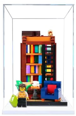 Acryl-Vitrine für Lego 40698 Bücherregal, zum Sammeln und Schützen von Displays, stabile Aufbewahrungsbox, 15 x 15 x 19,8 cm (ohne Modelle) (transparent (weißer Boden))