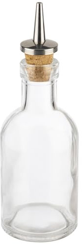 APS 40512 Bouteille à huile et vinaigre Ø 5 cm, hauteur 15,5 cm, 100 ml, récipient en verre, bec verseur en liège/acier inoxydable