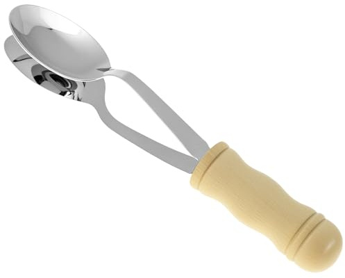 QWORK Music Spoon, 8 Inch Percussion Instruments Soundboard Metal Spoon, Classical Session Spoons with Wooden Handle