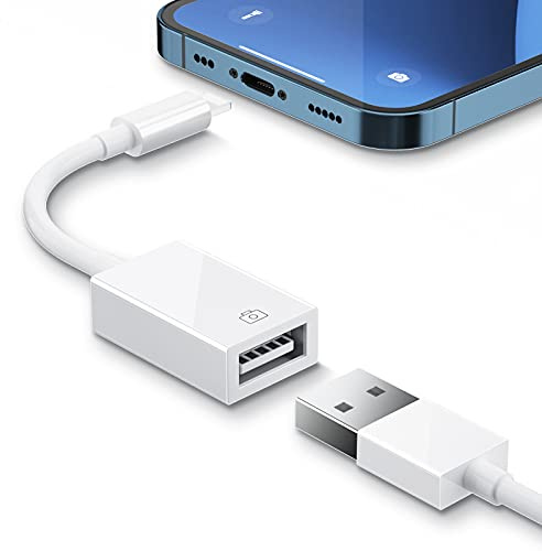 Lightn-ing auf USB Kamera Adapter, USB 3.0 Buchse OTG Daten Sync Kabel Adapter Kompatibel mit iPhone/i-Pad, Support Hubs, MIDI Keyboard, Maus, Kartenleser, USB Ethernet Adapter, iOS 9.2 bis 17 (Weiß)