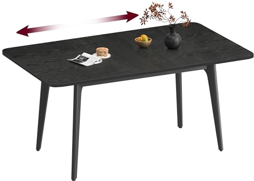VASAGLE Esstisch, ausziehbare Platte, Tragfähigkeit von 120 kg, für Esszimmer, Büro oder Arbeitsbereich, Schlichtes Design, Holzschwarz, KDT090BA02V1