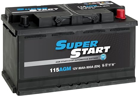 Super Start 115AGM 12V 80Ah 800A Stop Start Car & Van Replacement Battery | Reliable & Durable, Heavy-Duty Design, Efficient Power Delivery, Long-Life Performance