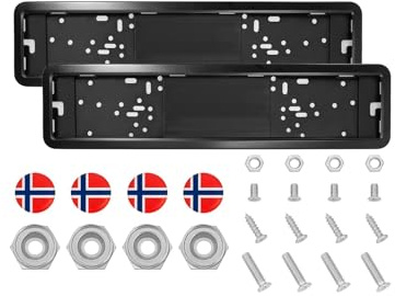 Rondrive Nummernschildhalterung Auto 2 Stück Schwarz Hochglanz Auto Nummernschildhalter Universal Kfz Kennzeichenhalter Edelstahl Vorne und Hinten Kennzeichenhalterung für Autos