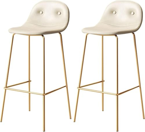 Moderne Barhocker aus PU-Leder, 136 kg Tragkraft, 66,2 cm, ideal für Küche, Zuhause, Bar, Esszimmer, Pub, Weiß, 2 Stück (75 cm)
