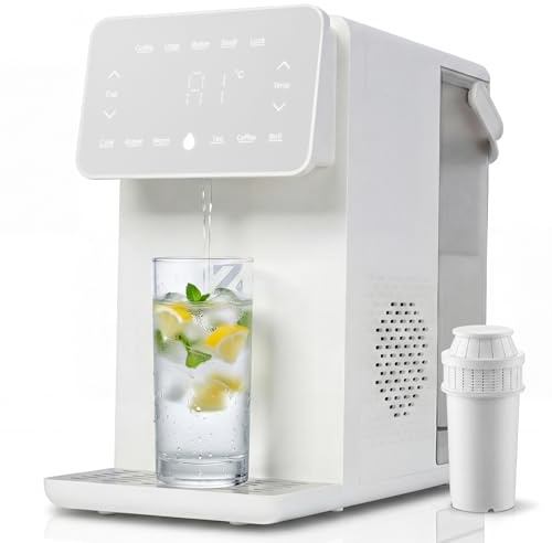 ZACHVO 2-in-1 Instant Heißwasserspender & Tischwasserfilter – Sofort heißes Wasser in 3 Sek, Mehrstufige Temperaturwahl, Inkl. Filterkartusche & LED-Nachtlicht