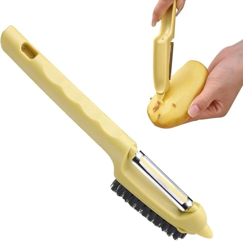 Vegetable Peeler, Vegetable Brush Scrubber for Food, Potato Peeler Stainless Steel Rotary Peeler for Kitchen Vegetable Fruit Peeler Suitable for Vegetable Fruits