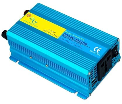 Transformateur Tension Onduleur Sinusoïdal Pur 1000W 1200W 2000W Convertisseur Tension 50 Hz Prise UE/Un/US Transformateur Voiture 12V 24V 110V 220V Inverter(1000W 12V 220V Un)