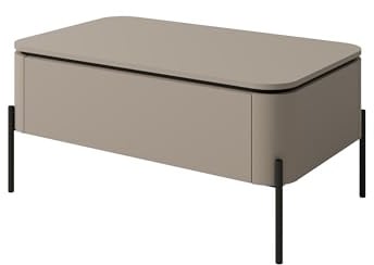 Masseno Couchtisch BELVIO, Beige, 98x60x47cm, Modern Wohnzimmertisch für Couch, rechteckig Beistelltisch, Laminierte Spanplatte