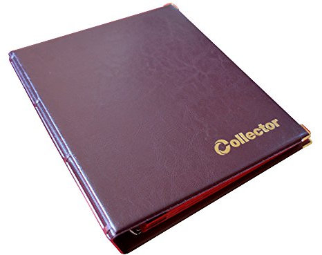 COLLECTOR Münz-Sammelalbum für 200 Verschiedene Münzen-Größen, für 2 Euro Münzen und andere mittlere Größe - mit Seiten und Roten Trennblättern + Index - Braun Münzalbum