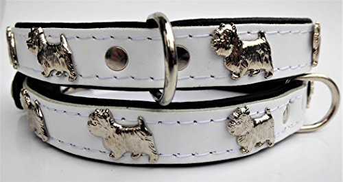 *Westie* Hunde Halsband, Leder, Halsumfang 30-36cm, Weiss, NEU (PL.19.9.3.32)