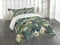 ABAKUHAUS Hawaii Tagesdecke Set, Bunte Polynesien Pflanze, Set mit Kissenbezügen Romantischer Stil, für Doppelbetten 264 x 220 cm, Fern Green Jade Grün Orange