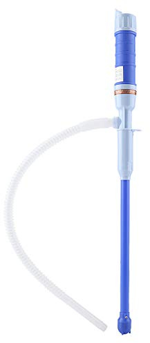 Battery Powered Siphon Pump for Liquid Transfer of Water Gas Oil Fish Tank Solvent - Blue Portable Electric Pump for Fuel and Aquarium Use