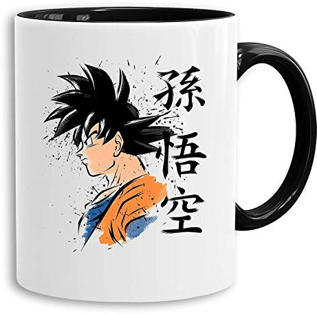 Goku Brush Side - Tasse Kaffeetasse Son Ruffy Luffy Naruto Saitama One Dragon Master Goku Ball Vegeta Roshi Piece Db, Farbe:Weiß
