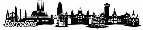 Samunshi® Barcelona Skyline Wandtattoo Sticker Aufkleber Wandaufkleber City Gedruckt Barcelona 120x25cm schwarz