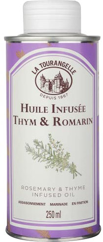 La Tourangelle - Huile infusée au thym romarin - Véritable infusion naturelle - Goût frais et savoureux - Sans arômes ajoutés - 250ml