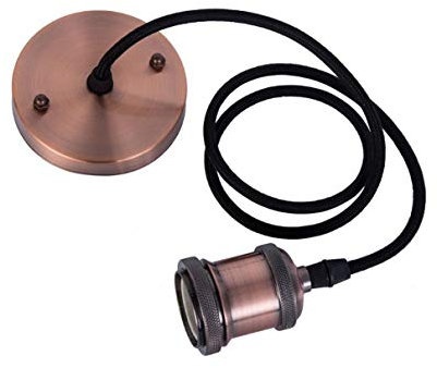 EmyTock Vintage Pendant Light Fitting Modern Retro Industrial Style E27 Lamp Holder Copper Ceiling Rose