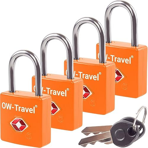OW-Travel Schloss mit Schlüssel Kofferschloss Vorhängeschloss Gepäckschloss Sicherheitsschloss Schlüsselschloss Diebstahl Sicheres Lock TSA Schloss für Reisekoffer Spind Rucksack Luggage: 4 Orange