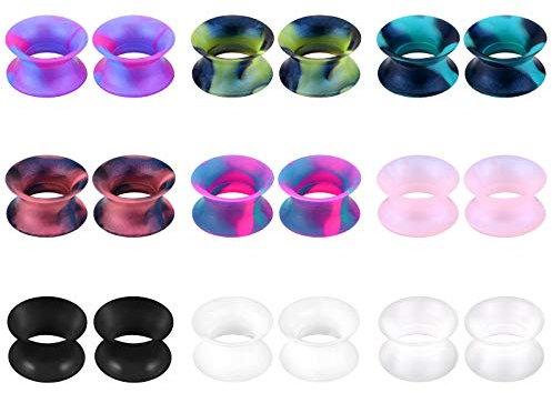 MODRSA 9 Paare Ear Tunnel Plug Silikon Double Flared Flexibler Tunnel Expander Stretching Ear Skin Flexibles Fleisch 8MM