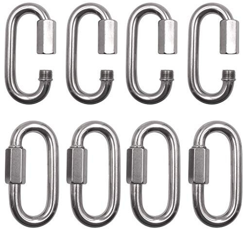 JPYH 8 Stück 5 mm Karabiner, Kettenglied Karabiner Edelstahl, Schraubverbinder,Carabiner für Camping, Angeln, Wandern oder Reisen