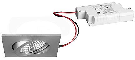 Outdoor LED Einbaustrahler-Set inkl. Konverter, IP65, quadratisch, 230V, 6W 3000K 650lm 38°, schwenkbar 30°, dimmbar, Alu matt