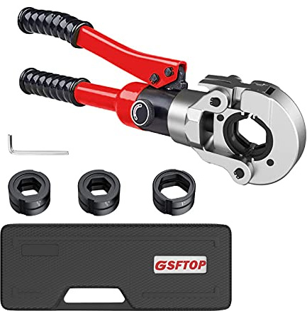 GSFTOP Hydraulic Copper Pipe Crimping tool, Crimping Dies Jaw 1/2, 3/4,1 | Copper Tube Crimping Tool,Copper Pipe Fittings Crimping and Plumbing Tool, ProPress Copper Crimper Tool,Suit for Narrow Space