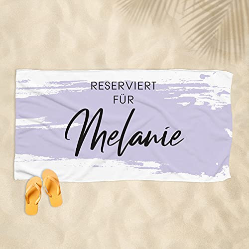 Herz & Heim® XL Badetuch Reserviert für mit Wunschnamen in 4 100 x 180 cm (B/H) Lila