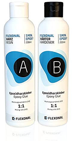 FLEXONAL Epoxidharz Kleber 5 Minuten - 2 Komponenten Kleber extra stark - Epoxidkleber für Reparaturen, Handwerk & DIY - Transparenter Zweikomponentenkleber (Epoxidharz & Härter)