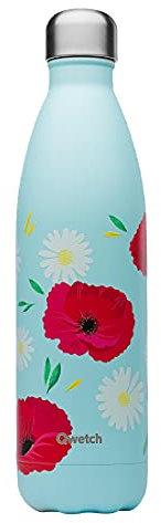 QWETCH Bouteille Isotherme en inox 750ml Modele COQUELICOT (750 ml)