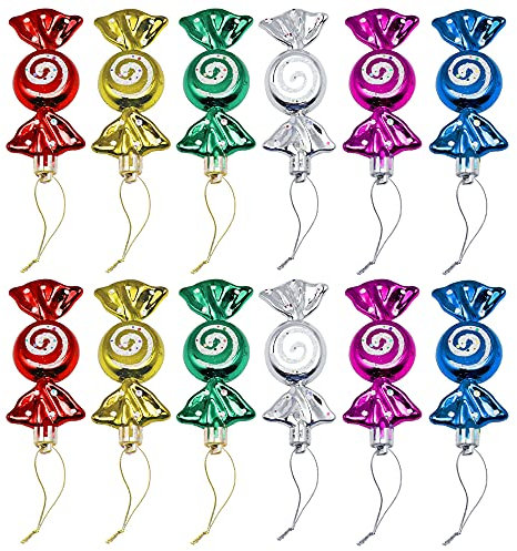 Neikafan 12 Stück Bunte Süße Süßigkeiten Ornamente Weihnachtsbaum Anhänger Dekoration Erhöhen Festliche Stimmung Weihnachtsschmuck für Zuhause Hochzeit Geburtstag Hängende Dekorationen