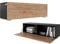 PLATAN ROOM Fernsehschrank TV-Lowboard 105/140 / 160/210 / 280 In Weiß Hängend Oder Stehend Hochglanz Matt (105 x 30 x 32, Schwarz Matt/Eiche Gold)