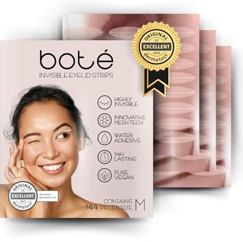 BOTÉ 144 Schlupflider Stripes zur Lidstraffung ohne OP (Größe M) - Dermatest sehr gut - atmungsaktive Mash Technologie - Augenlid Stripes unsichtbar