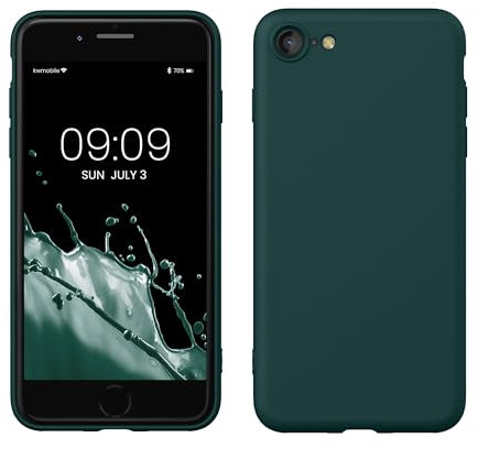 kwmobile Case Compatible with Apple iPhone SE (2022) / iPhone SE (2020) / iPhone 8 / iPhone 7 Case - Slim Protective TPU Silicone Phone Cover - Turquoise Green
