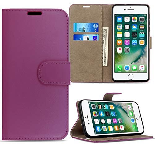 ProGadgetsLtd Case Compatible For iPhone 7 8 SE 2nd 3rd Generation Phone Case Leather Flip Folio Book Wallet Stand Shockproof Cover Purple