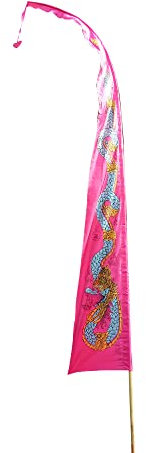 DEKOVALENZ - Drachenfahne Dragon, 5 Meter pink/Fuchsia, Stoff ohne Stange, für Hindu Ritual Bali Fahne