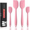 FloweryOcean 4 Silikon Spatel Hitzebeständig Spatulas BPA Frei Silikon Teigschaber Set Nicht-Stick,Einem Kern Edelstahl und Nahtloses Einteiliges Design Spachtel für Küche, Backen und Kochen (Rosa)