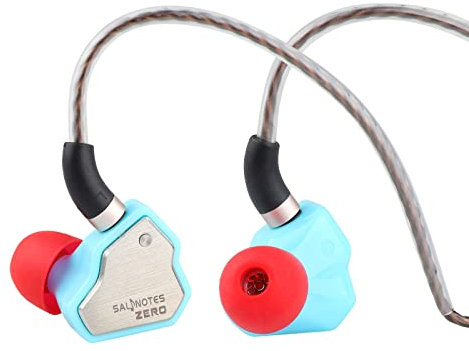 Linsoul 7Hz Salnotes Zero HiFi 10mm Micrófono intraural con Controlador dinámico IEM con diafragma Compuesto, Placa Frontal de Acero Inoxidable, Cable OFC de 2 Pines