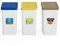 USE FAMILY - Lote 3 Cubos Reciclaje 28L - Reciclaje de Orgánico, Papel y Envases - Pepeleras con Pegatinas de Reciclaje - Apto para Bolsas 30 L - Cubos de Basura Ecológicos de Plástico Reciclable