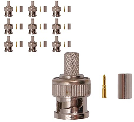 Namvo BNC-Stecker BNC-Stecker Crimpstecker 10 Stück Koaxialkabel BNC-Typ L?tkonverter für RG58