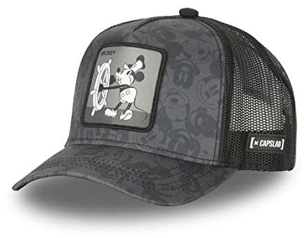 Capslab Mickey Mouse Walt Disney Gray Ship Wheel Trucker Cap - One-Size