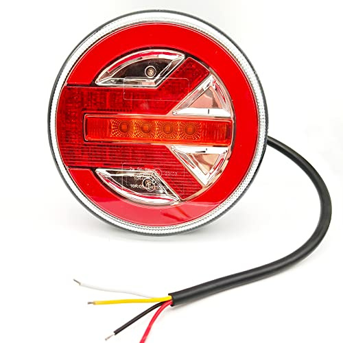 AOJO 1 stück lkw anhänger led rückleuchten rund 12v 24v universell led rücklicht mit E9 E-geprüft - IP67 wasserdicht