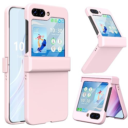 Compatbile for Galaxy Z Flip 5 Case with Hinge Protection, Samsung Flip 5 Case,Slim and Thin Full Protective Shockproof Phone Cover Case for Z Flip 5 5G(2023)- Pink