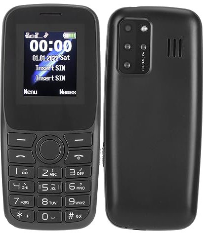 Entsperrtes GSM-Dual-SIM-Handy, 1,77-Zoll-HD-Bildschirm, 5-MP-Kamera, 900-mAh-Akku, 2G-Telefon mit Großen Tasten und SOS-Hilfe-LED-Blitzlicht für ältere Schüler (Schwarz)