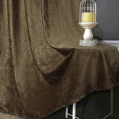 Rosnek Vorhang Verdunkelung,2 Stück Luxus Samtvorhänge Gardine Blickdicht Thermovorhang mit Multifunktionsband,Thermogardine Black Out Curtains Barock Deko,H244xB132CM,Taupe
