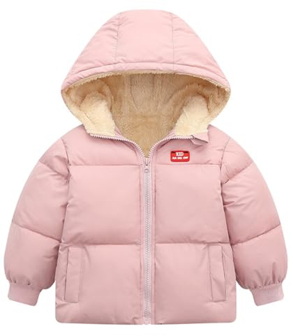 Kids4ever Manteau d'hiver pour bébé garçon et fille avec fermeture éclair à capuche, coupe-vent et chaud en polaire avec deux poches de 6 mois à 5 ans