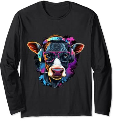 Coole Kuh mit Brille Kühe Landwirt Bauernhof Bauern Geschenk Langarmshirt