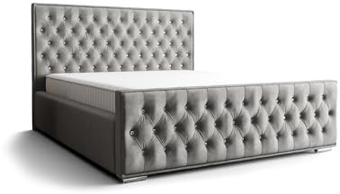 Verona Idee Polsterbett POSSO mit Lattenrost Holzrahmen Bettkasten 5 Größen viel Farben Auswahl GRAU 120cm X 200cm