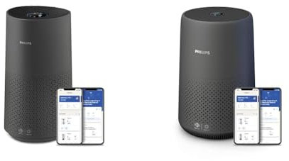 Philips Luftreiniger der Serie 1000i - Entfernt Keime, Staub und Allergene in Räumen bis zu 78 m², Schlafmodus (AC1715/11) Grau und Schwarz & uftreiniger, 49m2, HEPA- und Aktivkohlefilter