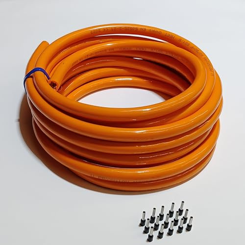 PUR-Leitung orange H07BQ-F 5x1,5mm2 Polyurethanleitung, Baustellenkabel, Industriekabel für den Außenbereich 5-100m inkl. 15 Aderendhülsen (50 Meter)